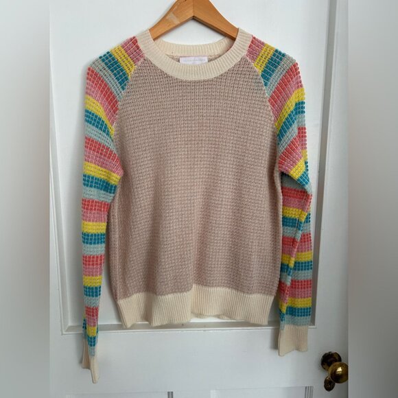 BNWOT Cocoa Cashmere London Sweater in Light Pink, Ivory and Striped Sleeves - Picture 5 of 9